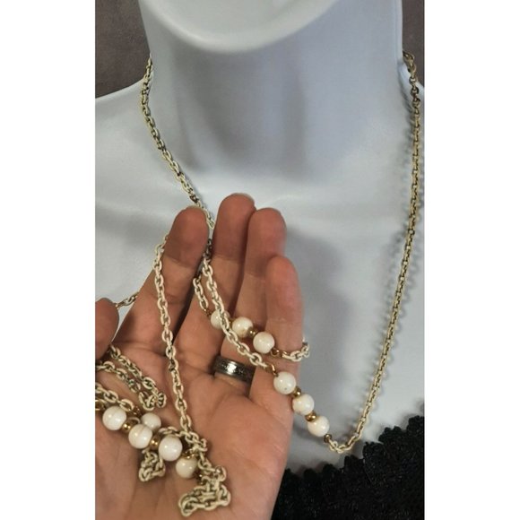 Jewelry | Vintage Cream Chain Beaded Necklace | Poshmark